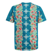 Hawaii Ohia Lehua Rugby Jersey Tropical Vibes Teal