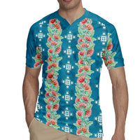 Hawaii Ohia Lehua Rugby Jersey Tropical Vibes Teal