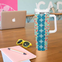 Hawaii Ohia Lehua Tumbler With Handle Tropical Vibes Teal