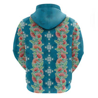 Hawaii Ohia Lehua Zip Hoodie Tropical Vibes Teal