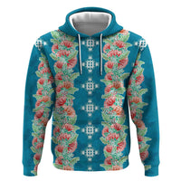 Hawaii Ohia Lehua Zip Hoodie Tropical Vibes Teal