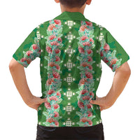 Hawaii Ohia Lehua Family Matching Off Shoulder Short Dress and Hawaiian Shirt Tropical Vibes Green LT05 - Polynesian Pride