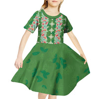 Hawaii Ohia Lehua Kid Short Sleeve Dress Tropical Vibes Green
