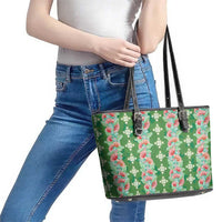 Hawaii Ohia Lehua Leather Tote Bag Tropical Vibes Green