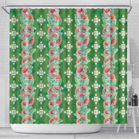 Hawaii Ohia Lehua Shower Curtain Tropical Vibes Green