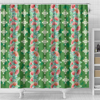 Hawaii Ohia Lehua Shower Curtain Tropical Vibes Green