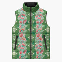 Hawaii Ohia Lehua Sleeveless Puffer Jacket Tropical Vibes Green