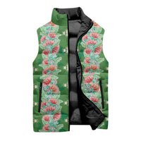 Hawaii Ohia Lehua Sleeveless Puffer Jacket Tropical Vibes Green