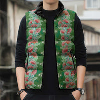 Hawaii Ohia Lehua Sleeveless Puffer Jacket Tropical Vibes Green