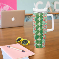 Hawaii Ohia Lehua Tumbler With Handle Tropical Vibes Green