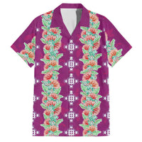 Hawaii Ohia Lehua Family Matching Off The Shoulder Long Sleeve Dress and Hawaiian Shirt Tropical Vibes Fuchsia