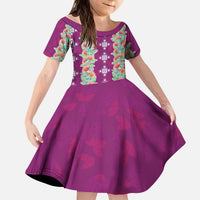 Hawaii Ohia Lehua Kid Short Sleeve Dress Tropical Vibes Fuchsia LT05 KID Fuchsia - Polynesian Pride