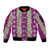 Hawaii Ohia Lehua Sleeve Zip Bomber Jacket Tropical Vibes Fuchsia