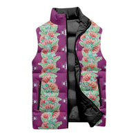 Hawaii Ohia Lehua Sleeveless Puffer Jacket Tropical Vibes Fuchsia