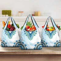 Africa Dashiki Grocery Bag With Polynesian Pattern Blue Version