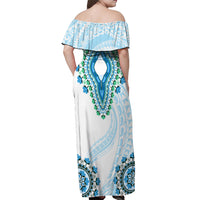 Africa Dashiki Off Shoulder Maxi Dress With Polynesian Pattern Blue Version LT05 - Polynesian Pride