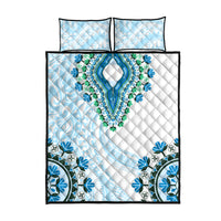 Africa Dashiki Quilt Bed Set With Polynesian Pattern Blue Version