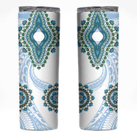 Africa Dashiki Skinny Tumbler With Polynesian Pattern Blue Version