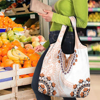Africa Dashiki Grocery Bag With Polynesian Pattern Beige Version