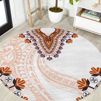 Africa Dashiki Round Carpet With Polynesian Pattern Beige Version LT05 Beige - Polynesian Pride