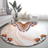Africa Dashiki Round Carpet With Polynesian Pattern Beige Version LT05 - Polynesian Pride