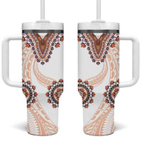 Africa Dashiki Tumbler With Handle With Polynesian Pattern Beige Version