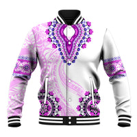 Africa Dashiki Baseball Jacket With Polynesian Pattern Pink Version LT05 Unisex Pink - Polynesian Pride