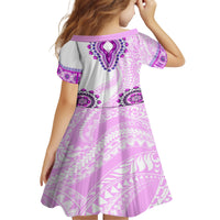 Africa Dashiki Family Matching Long Sleeve Bodycon Dress and Hawaiian Shirt With Polynesian Pattern Pink Version LT05 - Polynesian Pride