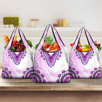 Africa Dashiki Grocery Bag With Polynesian Pattern Pink Version