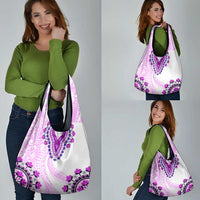 Africa Dashiki Grocery Bag With Polynesian Pattern Pink Version