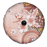 Tonga Ngatu Pattern With Light Tabasco Hibiscus Spare Tire Cover Oil Painting Style