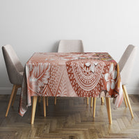 Tonga Ngatu Pattern With Light Tabasco Hibiscus Tablecloth Oil Painting Style