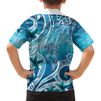 Polynesia World Ocean Day Family Matching Off The Shoulder Long Sleeve Dress and Hawaiian Shirt Ocean Style