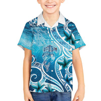 Polynesia World Ocean Day Family Matching Off Shoulder Maxi Dress and Hawaiian Shirt Ocean Style