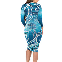 Polynesia World Ocean Day Long Sleeve Bodycon Dress Ocean Style