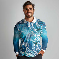 Polynesia World Ocean Day Long Sleeve Polo Shirt Ocean Style
