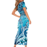 Polynesia World Ocean Day Short Sleeve Bodycon Dress Ocean Style