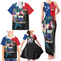 Samoa Family Matching Tank Maxi Dress and Hawaiian Shirt Humpback Whale Siapo Pattern