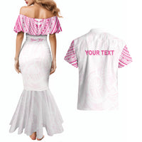 Personalised New Zealand Aotearoa Couples Matching Mermaid Dress and Hawaiian Shirt Nurse Tribal Pink Version