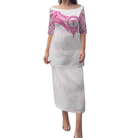 Personalised New Zealand Aotearoa Family Matching Puletasi and Hawaiian Shirt Nurse Tribal Pink Version
