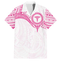 Personalised New Zealand Aotearoa Family Matching Short Sleeve Bodycon Dress and Hawaiian Shirt Nurse Tribal Pink Version