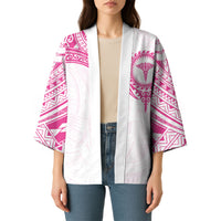 Personalised New Zealand Aotearoa Kimono Nurse Tribal Pink Version LT05 - Polynesian Pride