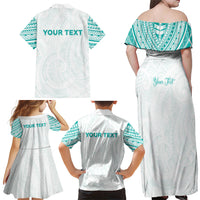 Personalised New Zealand Aotearoa Family Matching Off Shoulder Maxi Dress and Hawaiian Shirt Nurse Tribal Teal Version