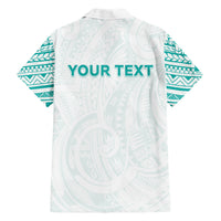 Personalised New Zealand Aotearoa Family Matching Puletasi and Hawaiian Shirt Nurse Tribal Teal Version