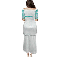Personalised New Zealand Aotearoa Family Matching Puletasi and Hawaiian Shirt Nurse Tribal Teal Version