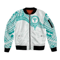 Personalised New Zealand Aotearoa Sleeve Zip Bomber Jacket Nurse Tribal Teal Version LT05 Unisex Teal - Polynesian Pride