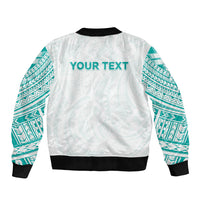 Personalised New Zealand Aotearoa Sleeve Zip Bomber Jacket Nurse Tribal Teal Version LT05 - Polynesian Pride