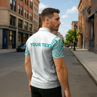 Personalised New Zealand Aotearoa Zipper Polo Shirt Nurse Tribal Teal Version