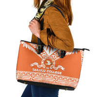 Tonga Tailulu College Leather Tote Bag Tongan Kupesi Pattern