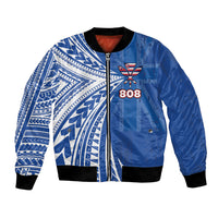 Personalised Hawaii 808 Bomber Jacket Unique Style LT05 Unisex Blue - Polynesian Pride